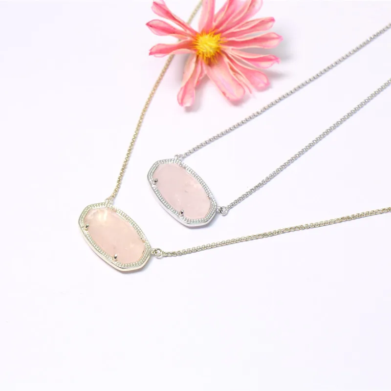 

Женское длинное ожерелье с натуральным розовым камнем