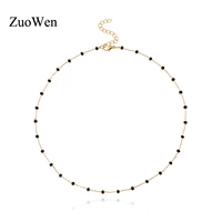 new handmade black beads charm necklace women fashion gold silver color chain choker necklace jewelry gifts xl1302