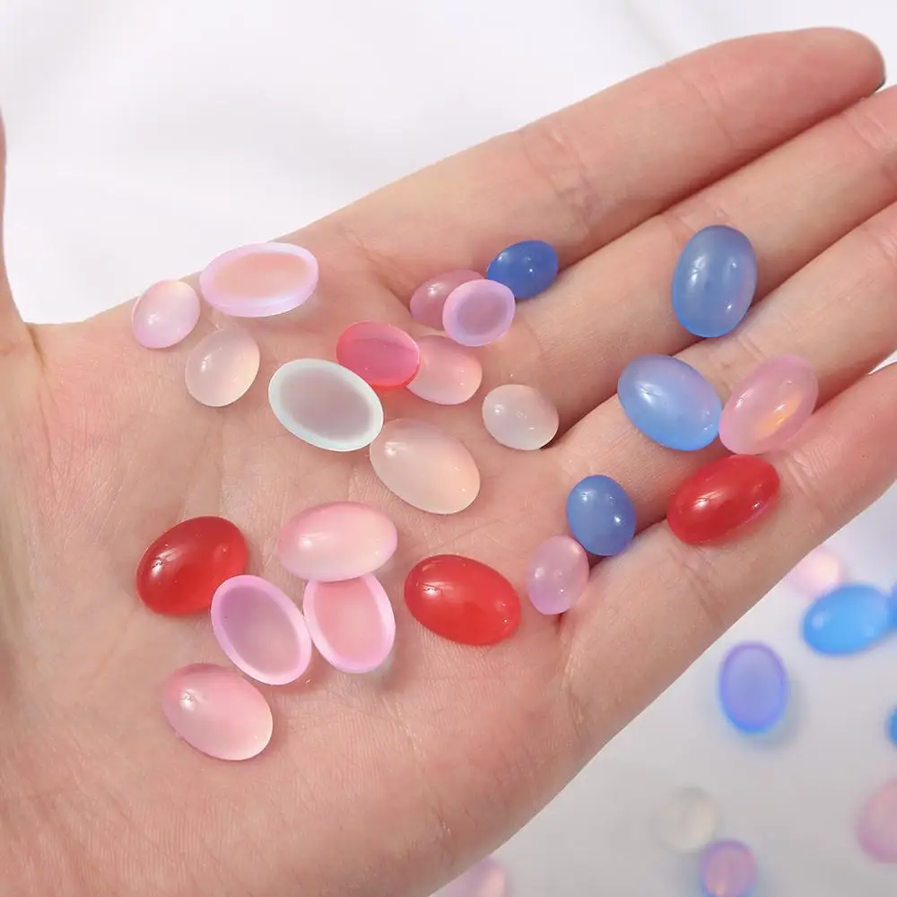 10 шт./Лот искусственная Смола бусины кошачий глаз овальные плоские прозрачные