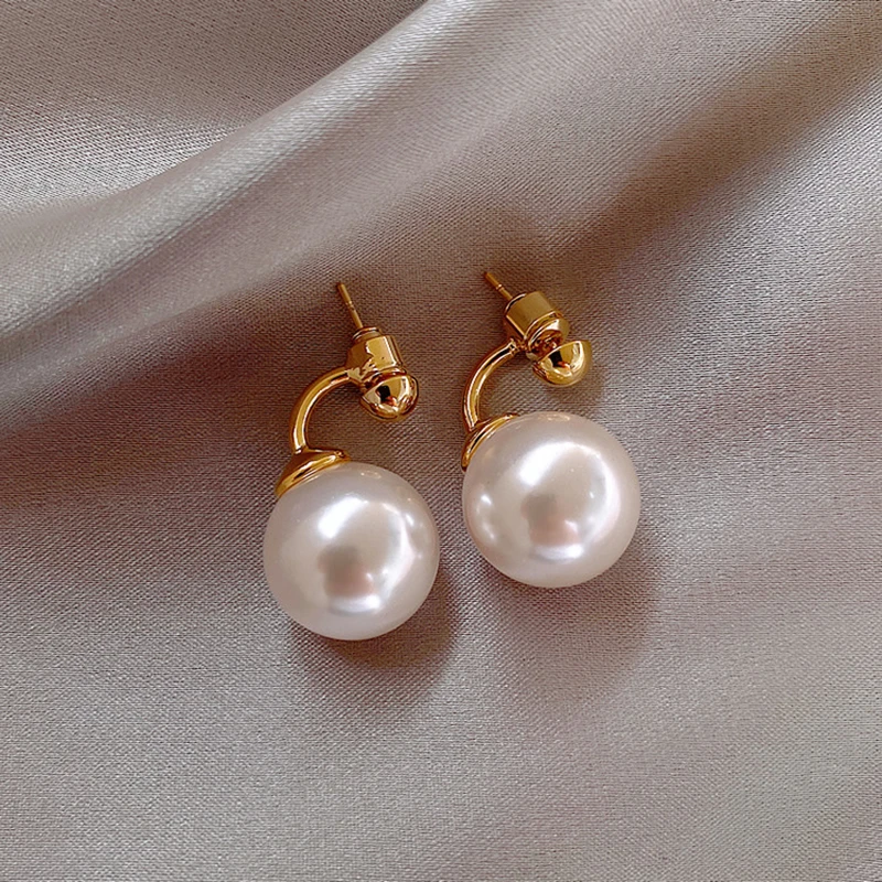 

Trendy Elegant Inlaid Big Pearl Ear Studs Eardrop Sexy Ladies Earrings Wedding Party Jewelry Gifts For Women Charm Ornaments