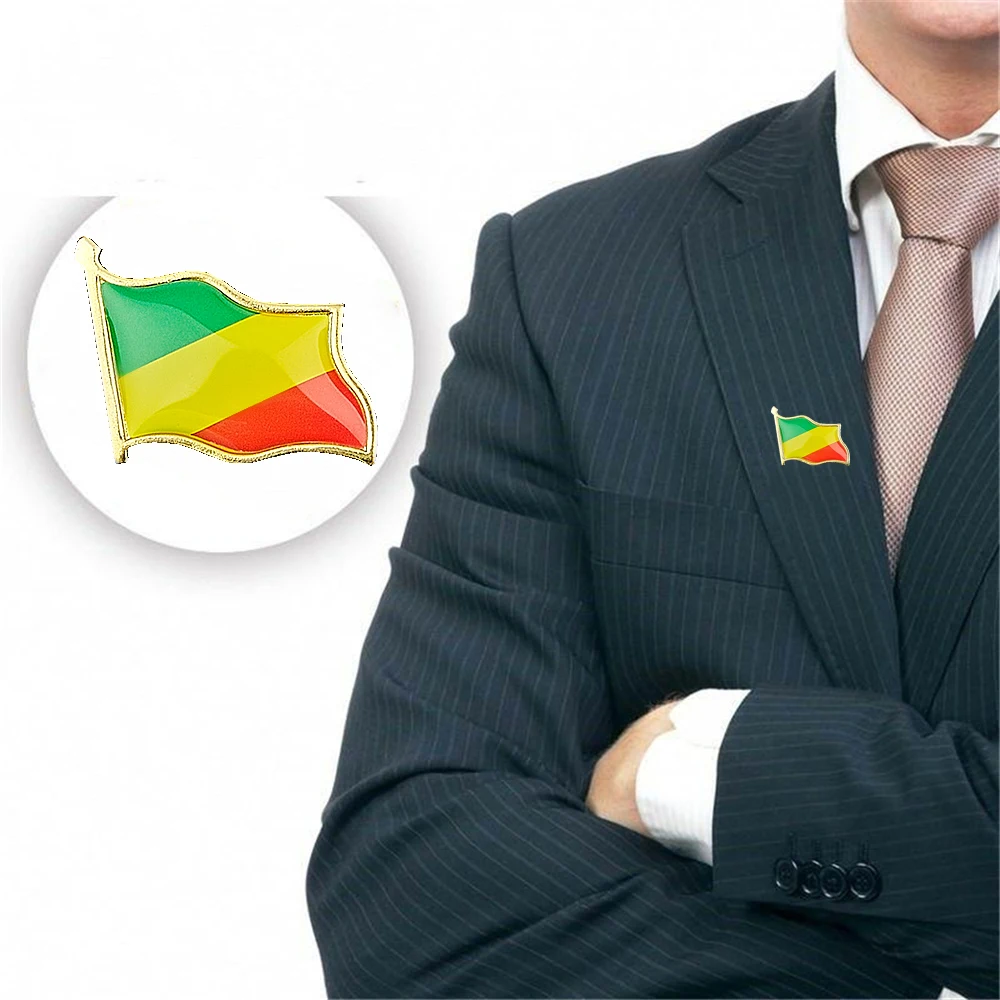

10PCS/Lot African Republic of the Congo National Flag Pin Brooch Badge Jewelry W/ Butterfly Buckle Lapel Pin Hat Shirt Bag