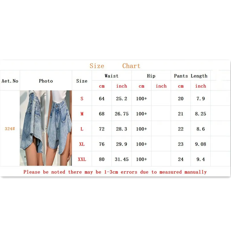 

2021 Women Summer Street Casual Denim Shorts Ladies Irregular Blue Wide Leg Elastic Waist Vintage Sexy High Waist Jean Shorts