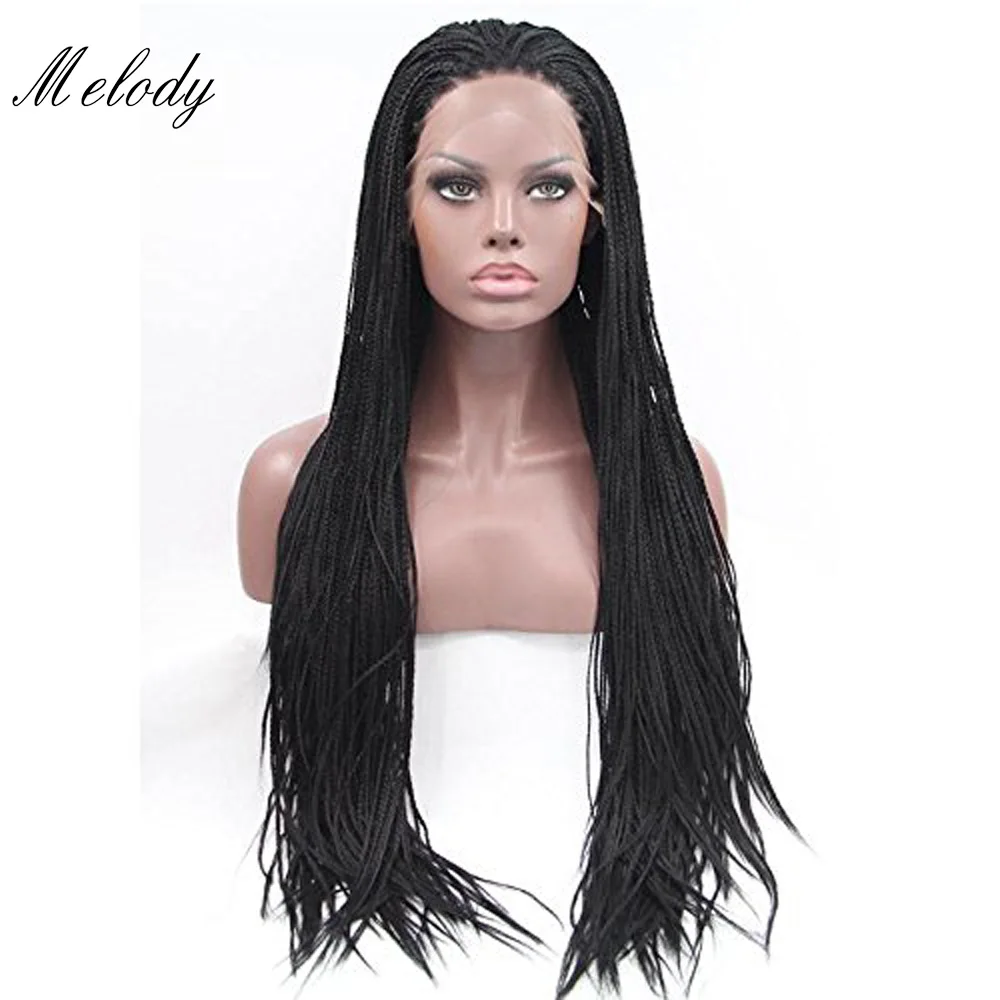 Braided Lace Front Wig Long Black Knotless Hair Box Braids Pink Blonde Purple Glueless Braid Wigs Straight Frontal For Women