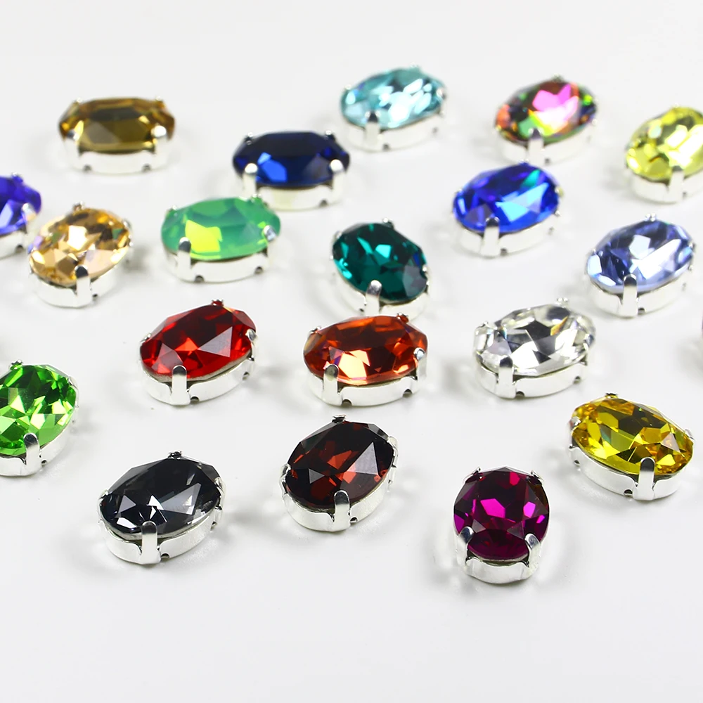 10*14 мм овальное Хрустальное стекло стразы s с серебряной коготь блеск пришить