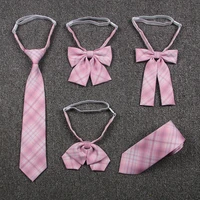 preppy style pink school uniform bow tie orthodox jk plaid bow tie student tie bow tie adjustable