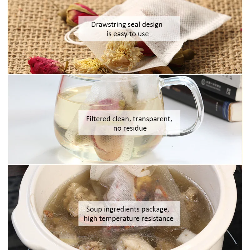 100 шт./лот чайные пакетики 10*15 см пустые для ароматизированного чая со шнурком