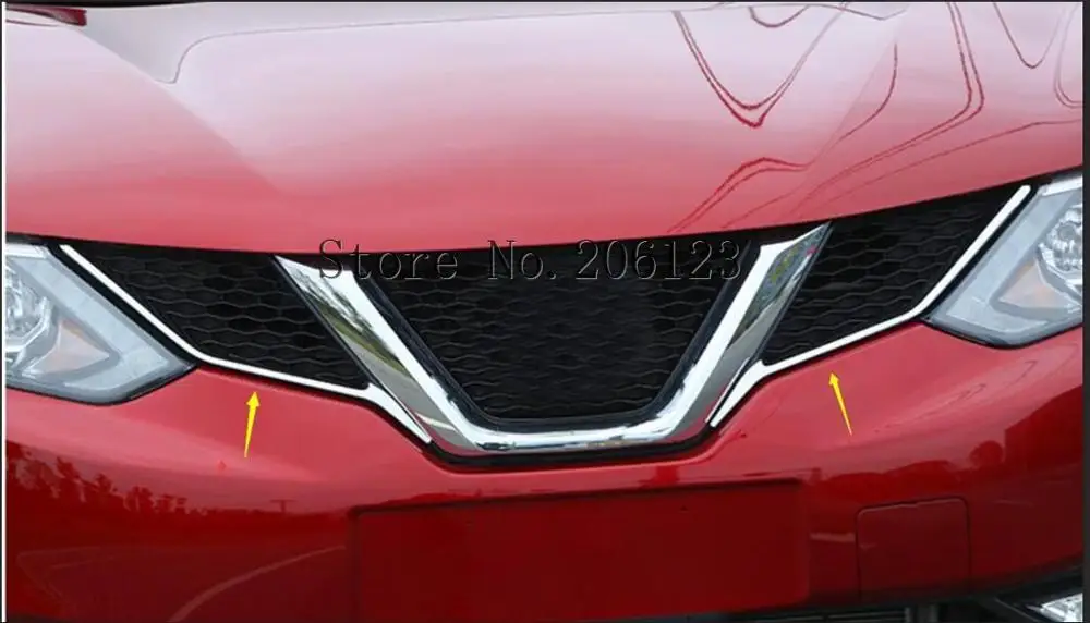 

Подходит для NISSAN QASHQAI 2014 2015 2016 2017 Хромированная передняя сетка решетка гриль светильник фара крышка отделка вставка Стайлинг молдинг украше...
