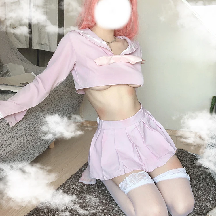 

Cosplay Costume Sexy Long Sleeve Tops and Miniskirt Sailor School Girl UniformKawaii Lingerie Set Maid Lolita Student Anime