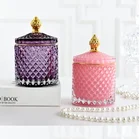 Роскошная французская разноцветная стеклянная баночка для хранения с крышкой в стиле ретро, ароматическая банка для свечей, простой домашний бокс для хранения ватных тампонов, украшения для дома