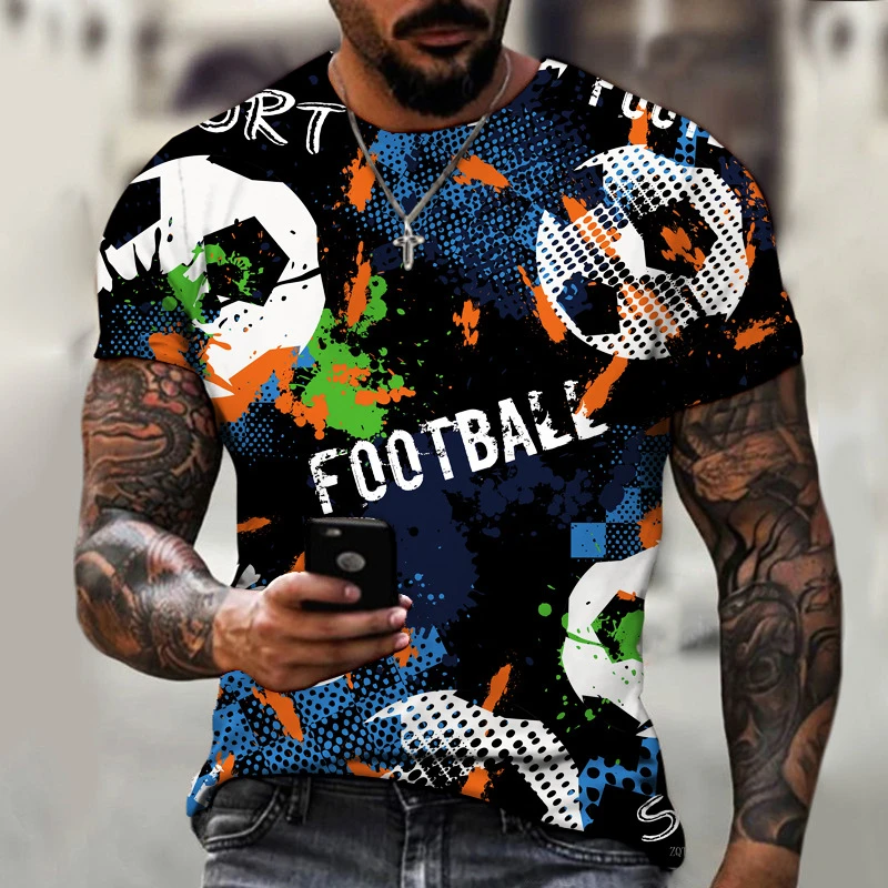 

2022 new 3d digital printing clothing football series casual fashion trend men's clothing graffiti men