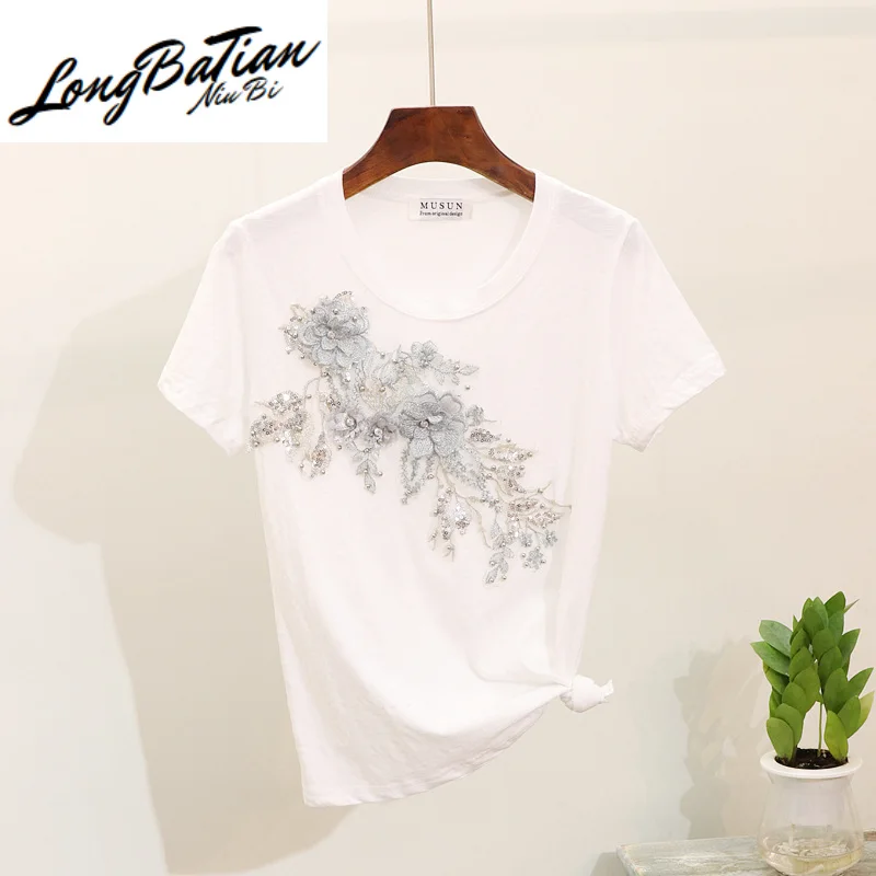 Женский комплект из футболки и джинсов хлопковый двух предметов футболка с 3D