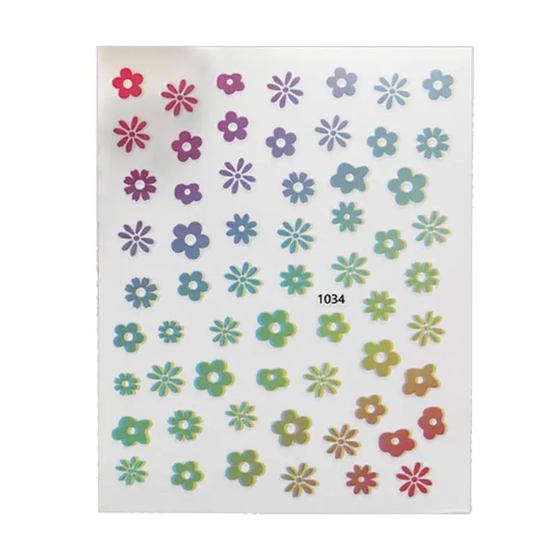 

1 Piece Flower Nail Art Sticker Colorful Cute Rainbow Sun DIY Watermark Slider Nails Decal Spring Theme