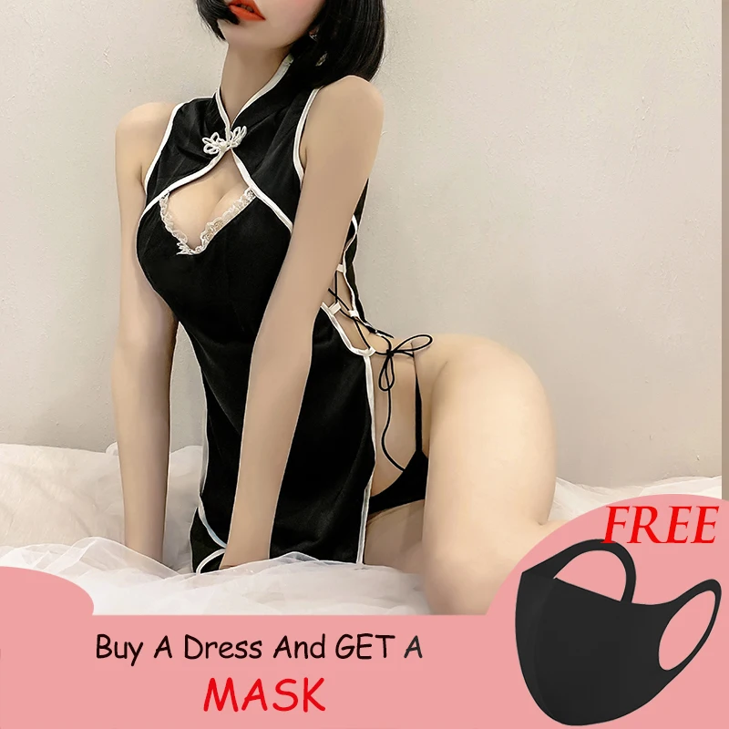 

Retro Backless Cheongsam Woman High Open Fork Cosplay Costume Erotic Anime Sexy Lingerie Dress Outfit mini Slim Uniform Qipao