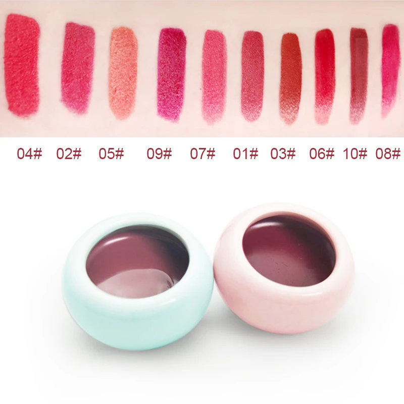 Матовая губная помада 10 цветов румяна стойкие тени для век 3 в 1 Осветляющий