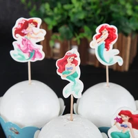 24pcs Mermaid Princess Ariel Cupcake WrappersToppers Set Kids Girls Birthday Party Supplies Cake Baking Party Decoration