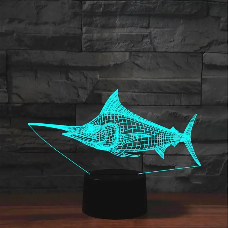 [Seven Neon] Бесплатная доставка новинка акриловая настольная лампа в форме рыбы 7