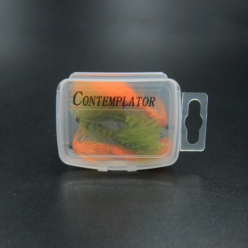 В ассортименте 2 вида цветов оранжевый/оливковый Wooly Bugger искусственный мокрых мух