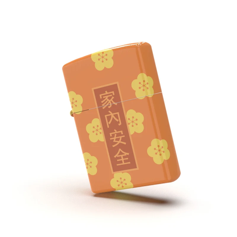 

Orange color Japan style bless home in safe pattern gifts for mom by Tatacase high glossy surface 540 Lighter for Zippo