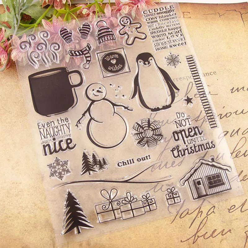 Рождественский дом снеговика дерево прозрачный значок для DIY