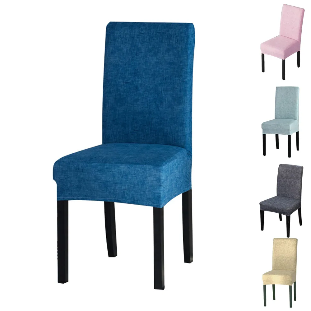 Универсальные однотонные полосатые чехлы на стулья из спандекса для столовой