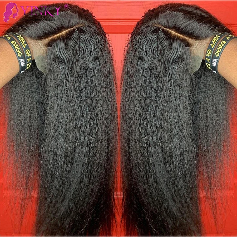

13x5 34inch Kinky Straight Lace Front Human Hair Wigs For Black Women Transparent Lace Wigs With Frontal Brazilian Remy Hair