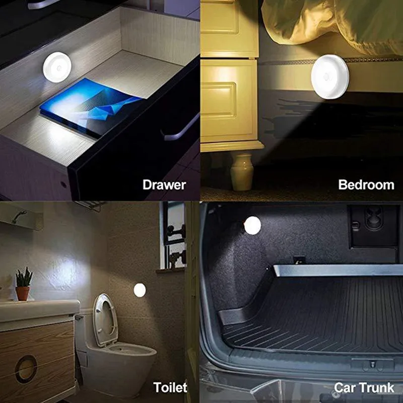 Ночсветильник с датчиком движения питание от батарейки светодиодная подсветка