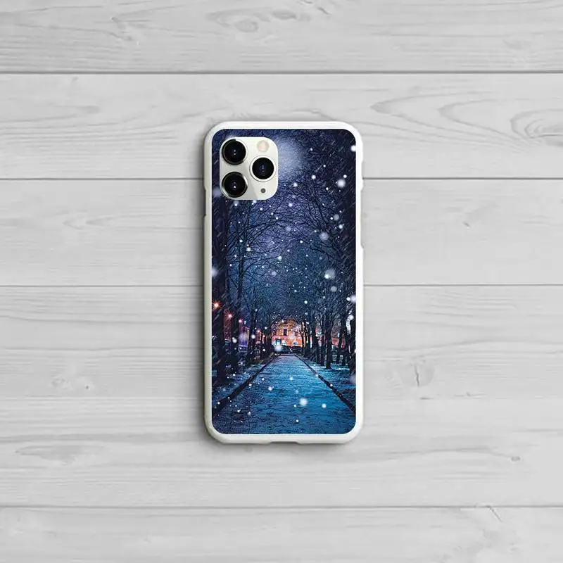 

Landscape Winter Light Snow Phone Case Candy Color White for iPhone 11 pro XS MAX 8 7 6 6S Plus X 5S SE 2020 XR