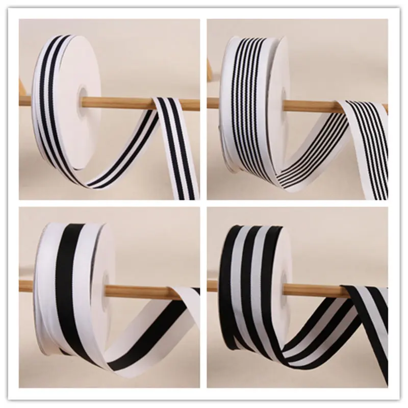 Полосатая корсажная лента из полиэстера 25 ярдов черная белая полосатая тесьма