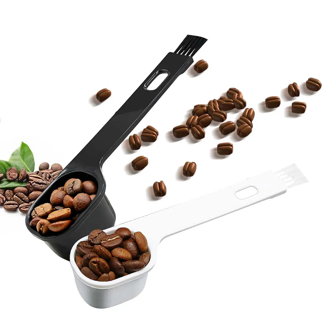 

2PCS Coffee Measuring Spoon Coffee Machine Accessories Kitchen Tools Portable Coffee Scoop with Small Coffee Brush