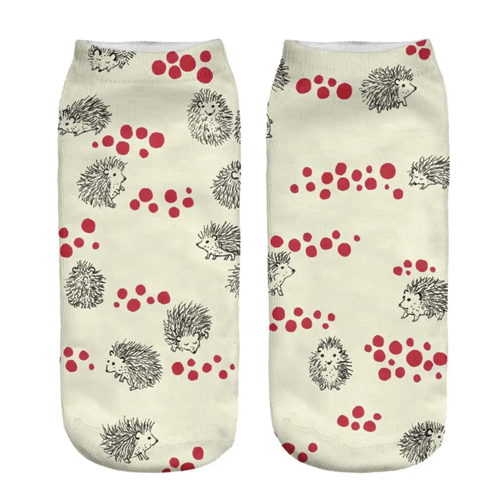 

Cartoon Hedgehog Print Men Women Breathable Low Cut Casual Elastic Ankle Socks
