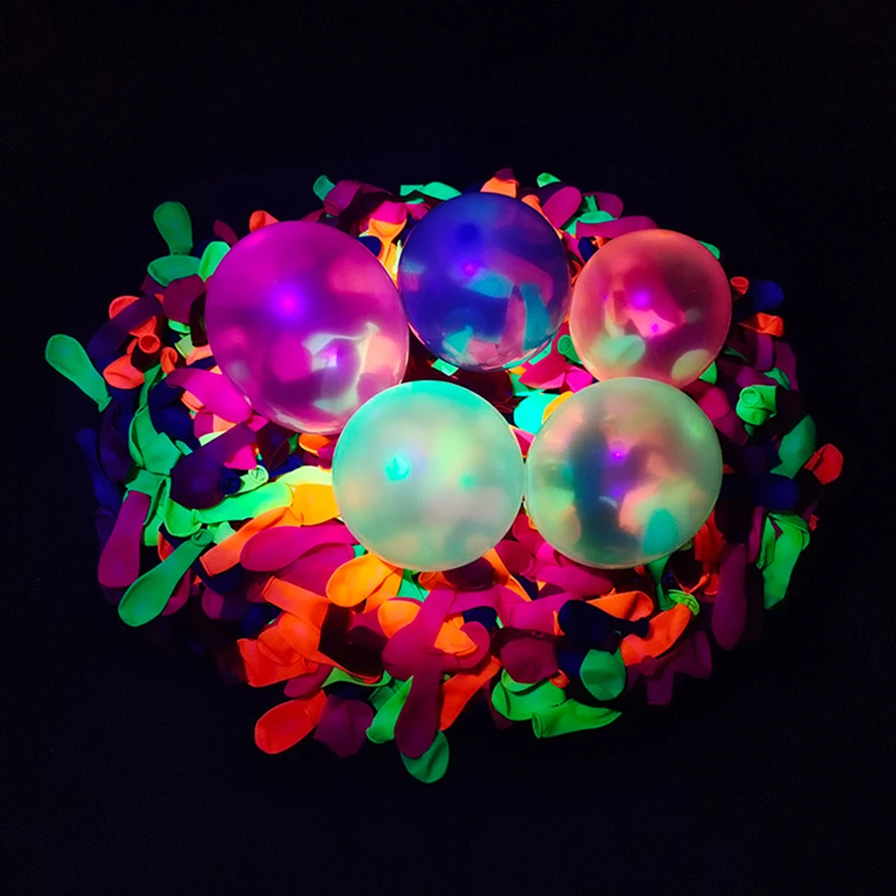 500pcs 3inch Neon Glow Balloon UV Blacklight Reactive Neon Balloons Glow in The Dark Latex Balloons for Birthday Wedding Decor images - 6