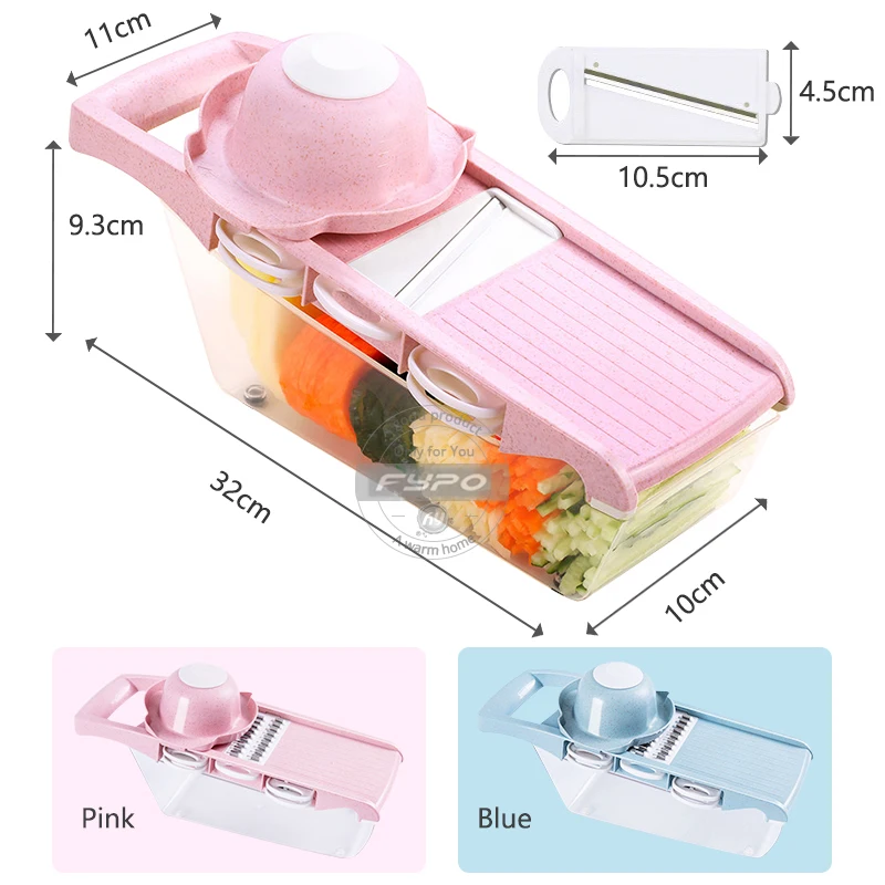 

Pink 6 in 1 Kitchen multi-function vegetable Grater cutter Carrot Slicer Shredder Cutter Potato Mud Chopper Kitchen Gadget