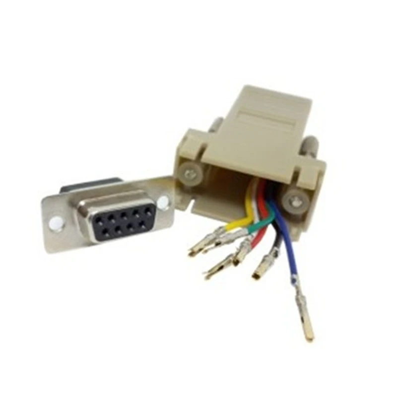 5 шт. RS232 D-Sub 9pin DB9 Женский удлинитель для Lan Cat5 Cat5e RJ45 Ethernet Женский адаптер бежевого цвета