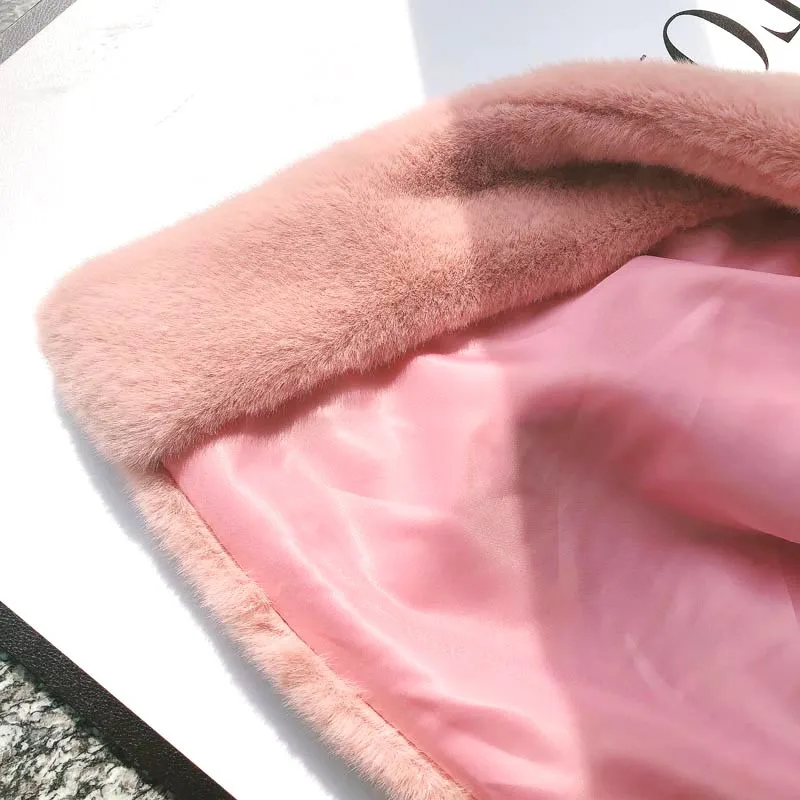 Winter Net Red New Imitation Fur Mink Plush Long Coat Stand Collar Over Knee Thick Loose Jacket Women Korean Version The Wild