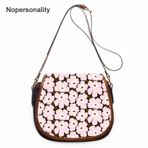 Nopersonality Small Messenger Bags Poppy Flower Printed Shoulder Handbags for Women Leather Flap Saddle Bags Purse Bolsa