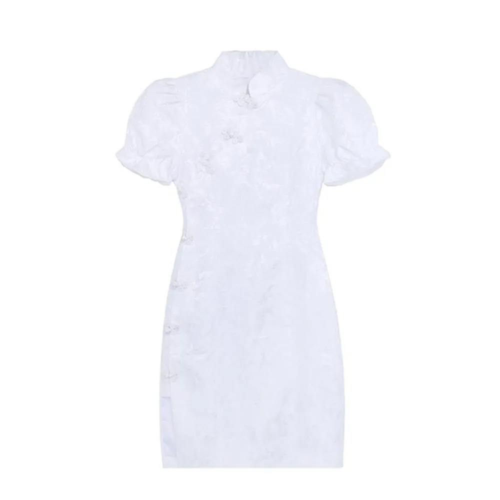 

White Little Fragrant French Temperament Improved Version Of Cheongsam Soft Girl Small Dress Women's 2021 Summer New Skirt