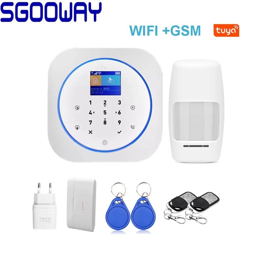 Set C Sgooway сенсорная клавиатура Tuya Smart Life WI-FI GSM домашняя система охранной сигнализации Беспроводной с IP видео Камера Alexa Google Home - Цвет: Set C