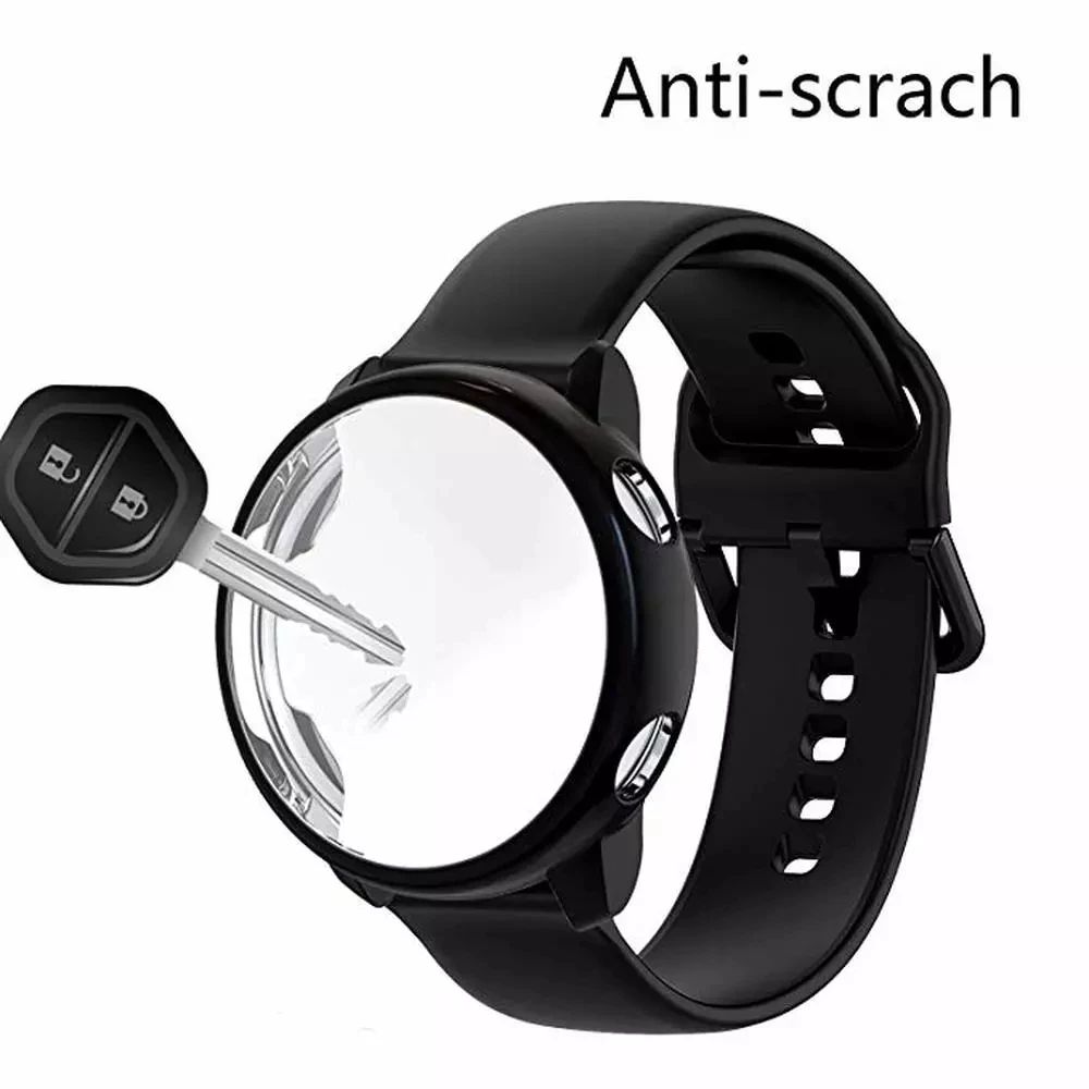 Ремешок и чехол для Samsung Galaxy Watch Active 2 44 мм 40 силиконовый с полным покрытием смарт
