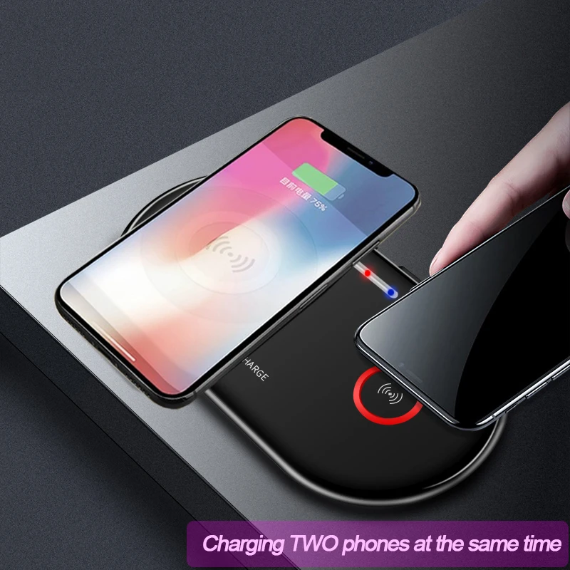 Быстрое беспроводное зарядное устройство 2 в 1 для Airpods Pro iPhone 8 X XR XS 11 Samsung S20 S10 Xiaomi Mi