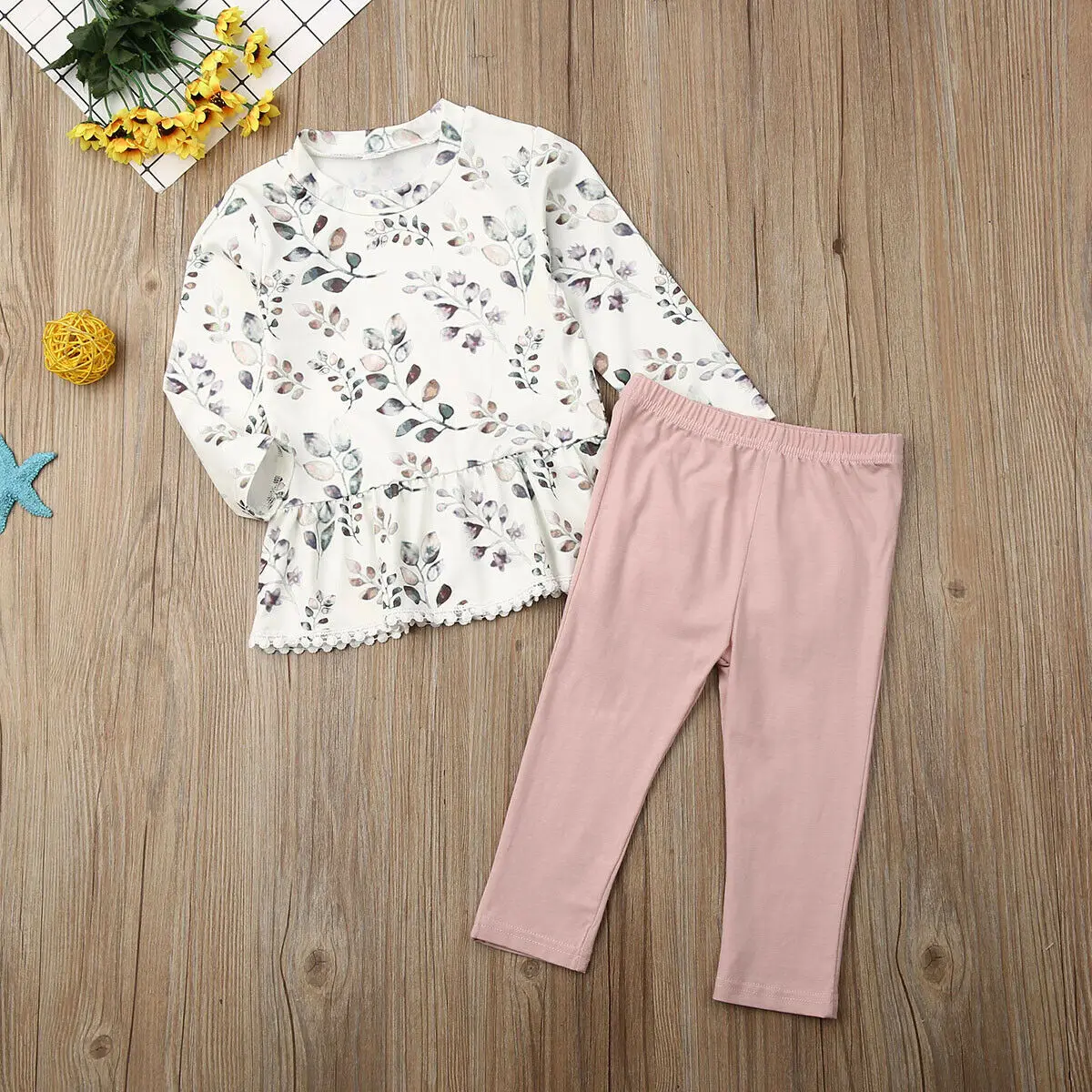 Одежда для малышей на весну и осень платье с оборками длинными рукавами