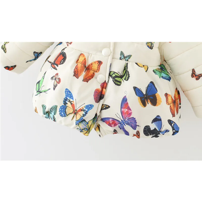 Зимняя теплая куртка с капюшоном и длинным рукавом для девочек печатным рисунком