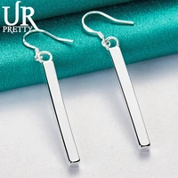 urpretty 925 sterling silver square pillar drop earring for women party wedding engagement jewelry christmas gift
