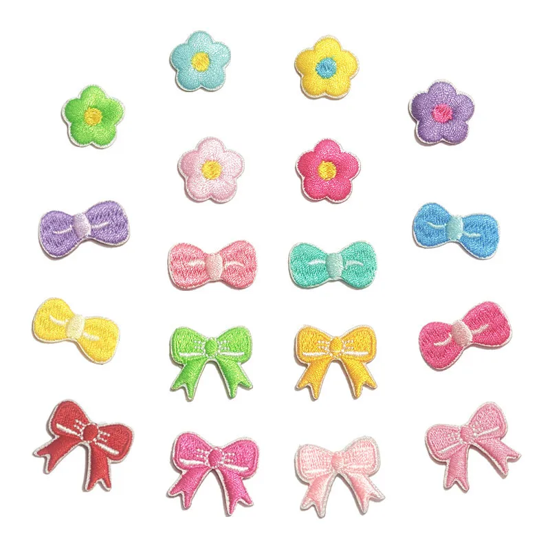 

100pcs/lot Self-adhesive Small Embroidery Patch Sticker Flower Bow Clothing Decoration Arts Diy Sewing Accessories Diy Applique