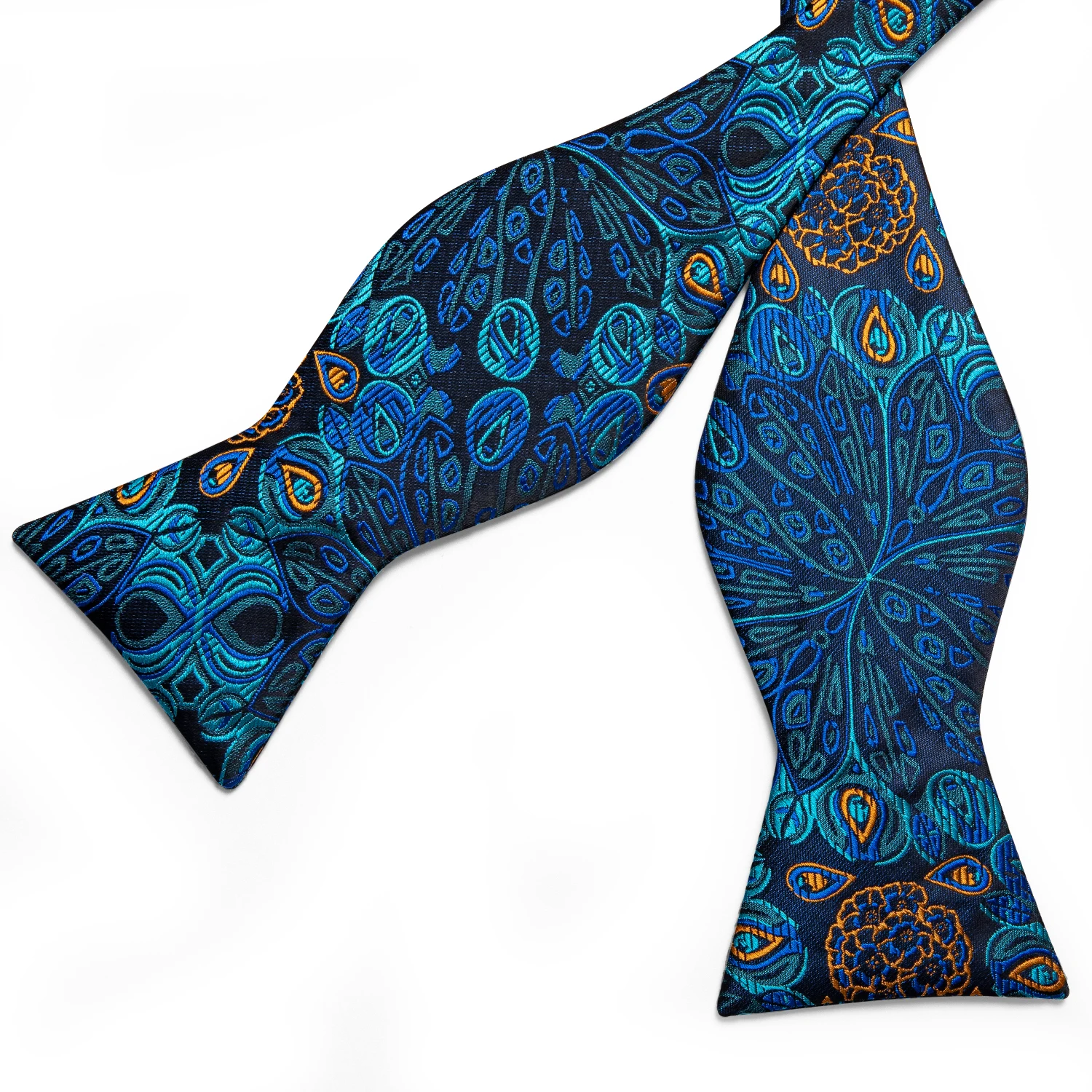 Мужской Шелковый галстук бабочка DiBanGu темно синий с карманом бабочкой и