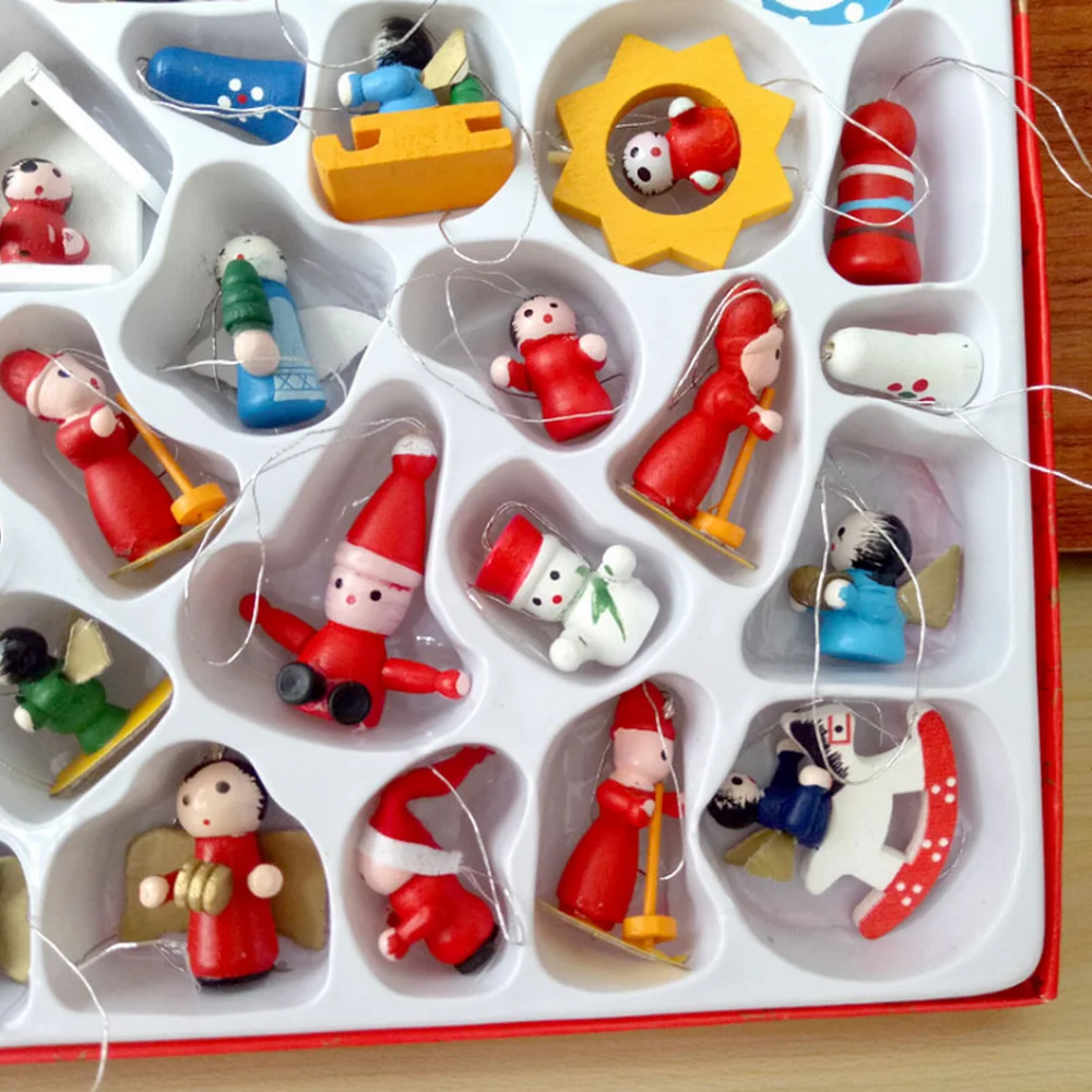 Рождественские украшения деревянные Подвески 48 шт./компл. DIY ручная роспись 3 5 см