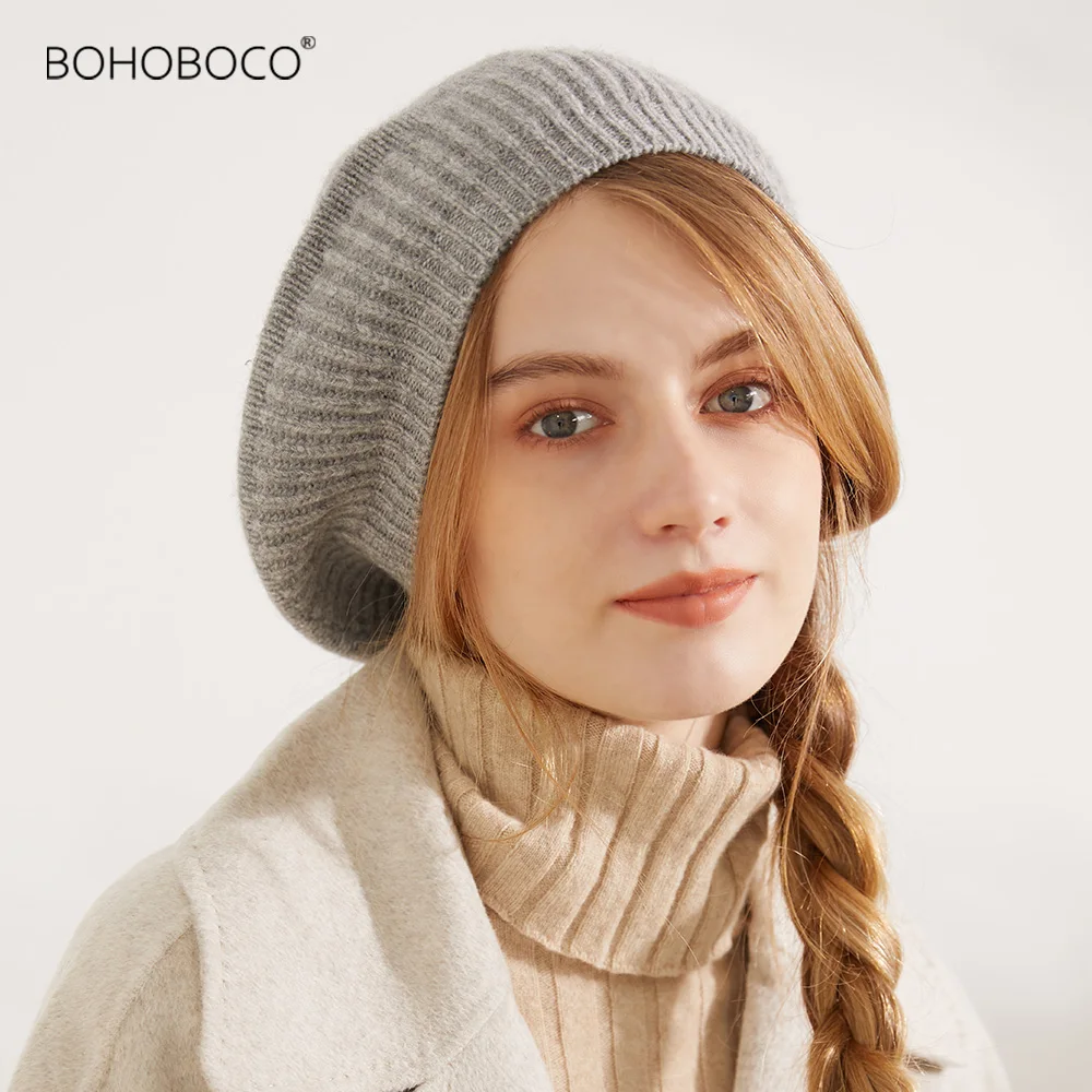 Однотонная Повседневная винтажная Женская шапка берет простая шерстяной Теплый