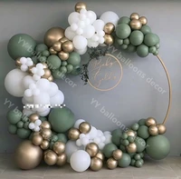 132pcsbaby shower balloon garland arch kit 12ft retro green white gold latex air balloons pack for birthday party decor supplie