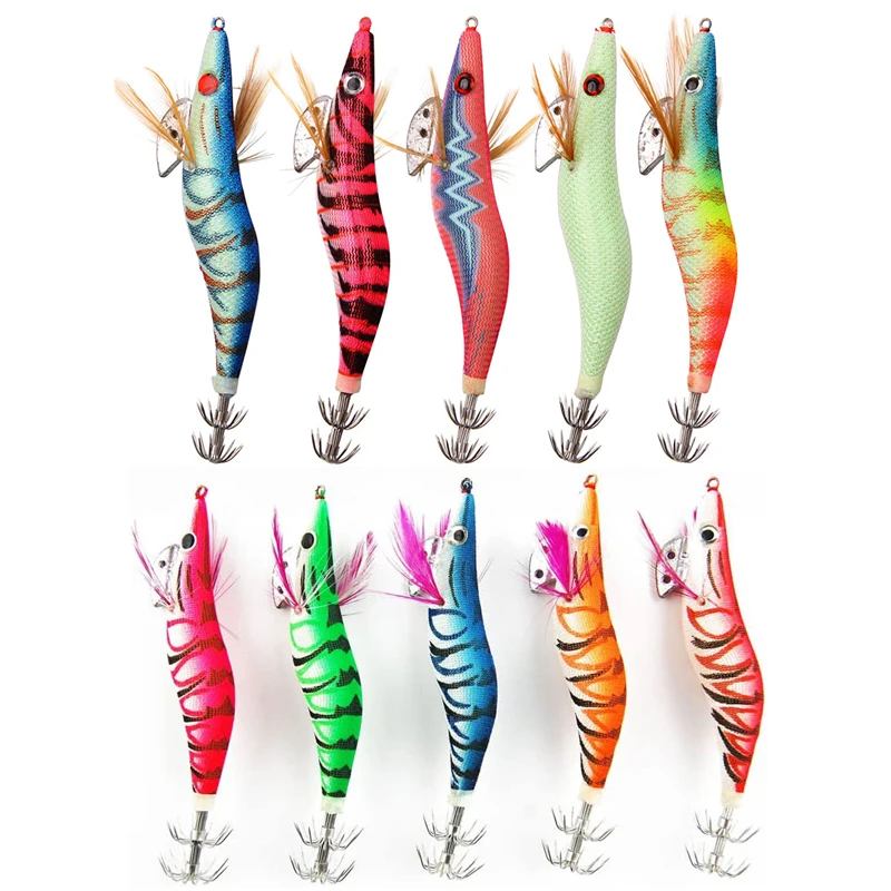 10 шт. приманка в виде кальмара бронзовых морских рыболовных крючков деревянная