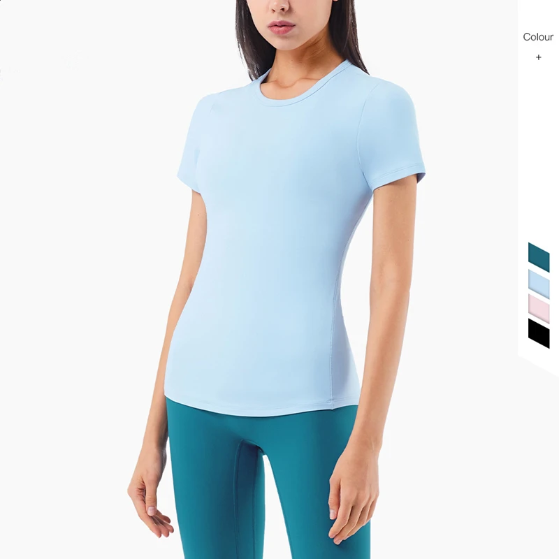 

Women Sports Shirts Short Sleeve Yoga Tank Top Gym Running O-Neck High Waist Slim Wicking Stretchy Female Fitness Sportswear