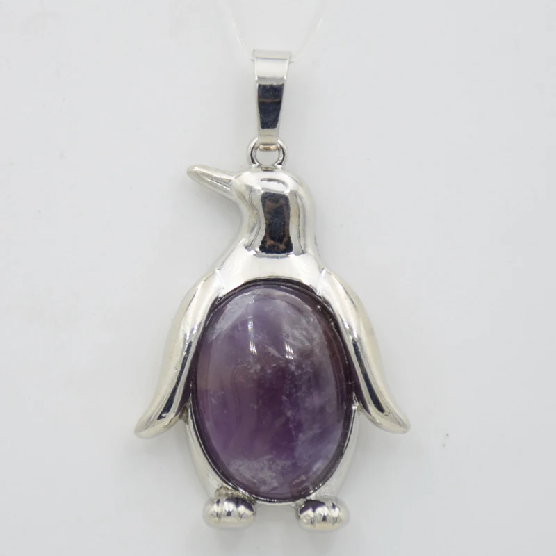 Натуральный камень Cryatal Пингвин кулон для прелести ожерелье женщин и девочек